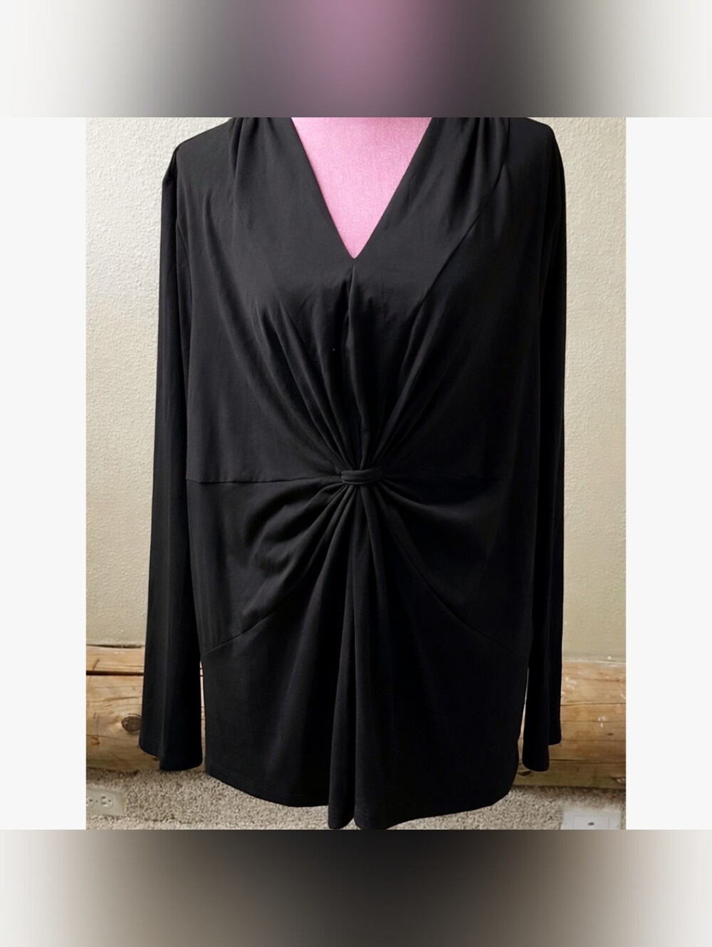 NWT Long Sleeve Black Tie Front Blouse 2X